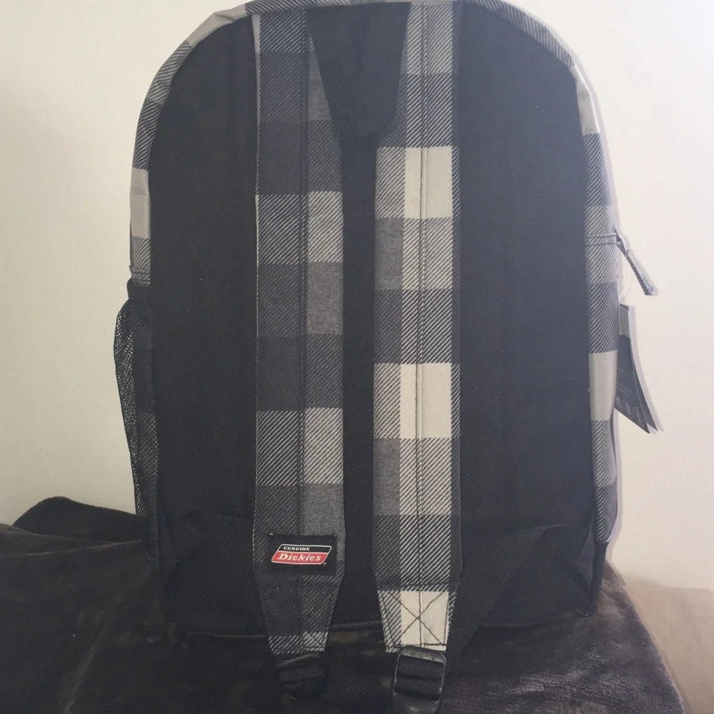 Dickies grey & black plaid back pack